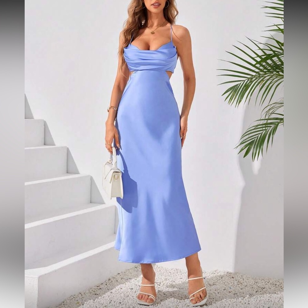 Elegant Blue Sleeveless Dress